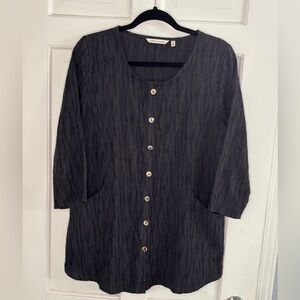 Soft Surroundings Charcoal Button-Down Tunic Shirt